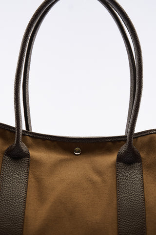 Xl Canvas Tote Bag With Leather Handles Camel