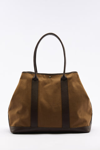 Xl Canvas Tote Bag With Leather Handles Camel