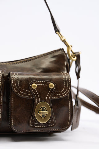 Twin-Buckle Mini Bag Brown