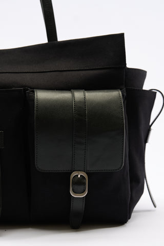 London Large Canvas Bag With Multiple Pockets Black