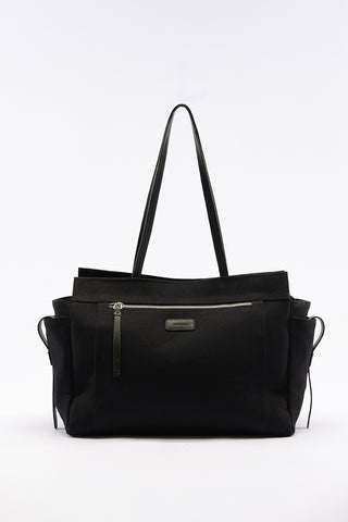 London Large Canvas Bag With Multiple Pockets Black
