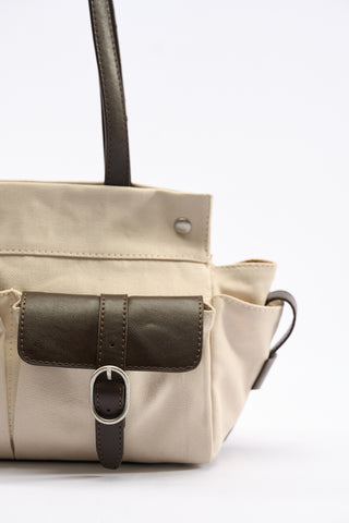 London Medium Canvas Bag With Multiple Pockets Beige