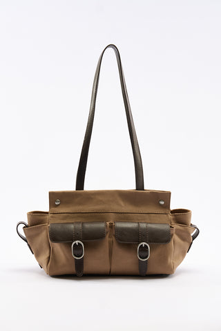 London Medium Canvas Bag With Multiple Pockets Camel
