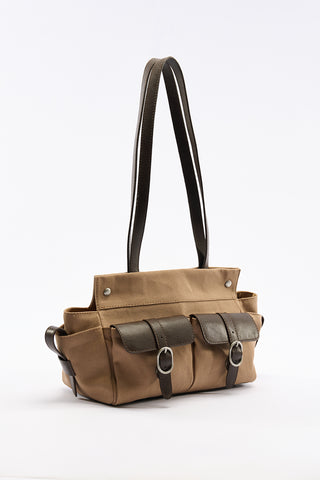 London Medium Canvas Bag With Multiple Pockets Camel