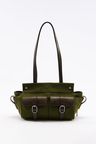 London Medium Canvas Bag With Multiple Pockets Green