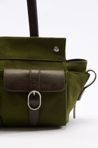 London Medium Canvas Bag With Multiple Pockets Green