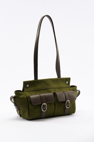London Medium Canvas Bag With Multiple Pockets Green