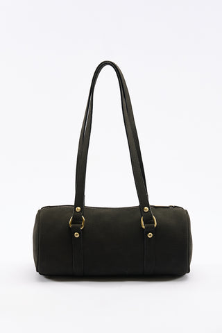 Rustic Lock-Closure Cylinder Bag Black