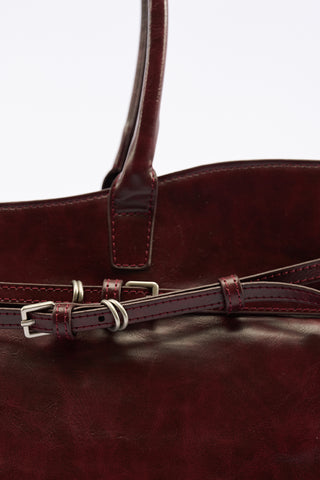 Watson Belted Tote Bag Burgundy