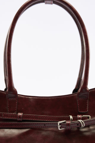 Watson Belted Tote Bag Burgundy
