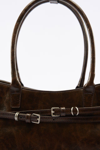 Watson Belted Tote Bag Brown