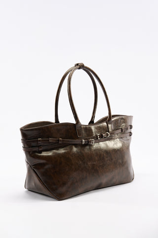 Watson Belted Tote Bag Brown