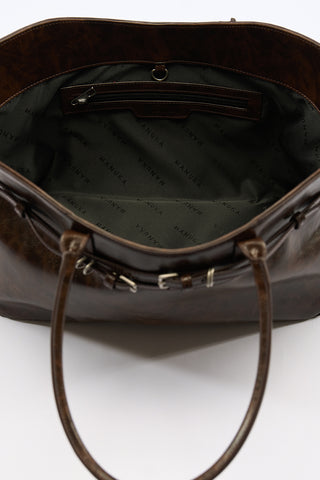 Watson Belted Tote Bag Brown