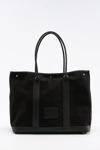 Xl Canvas Tote Bag With Leather Handles Black