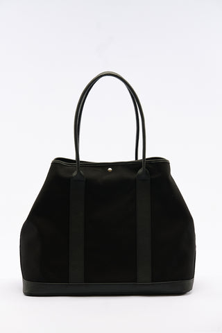 Xl Canvas Tote Bag With Leather Handles Black