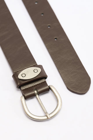 Belt With Antique Metal Buckle Dark Brown