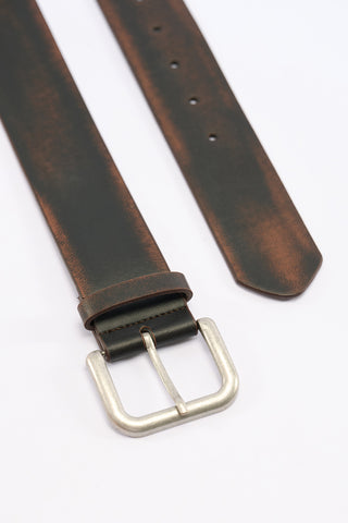 Belt With Distressed Metal Buckle Brown