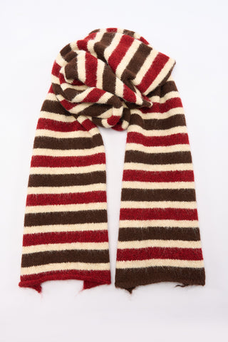 Long Striped Knit Scarf Red