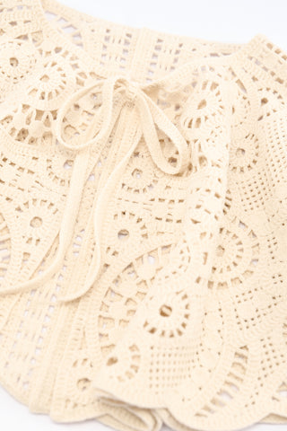 Flora Wide Tie-Neck Detail Ecru