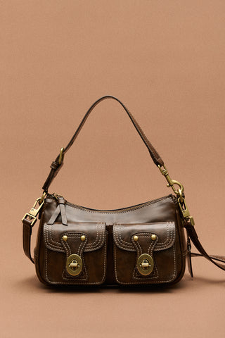 Twin-Buckle Mini Bag Brown