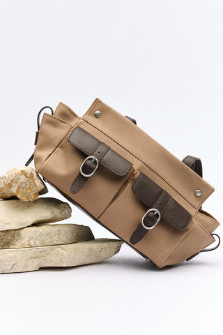 London Medium Canvas Bag With Multiple Pockets Camel