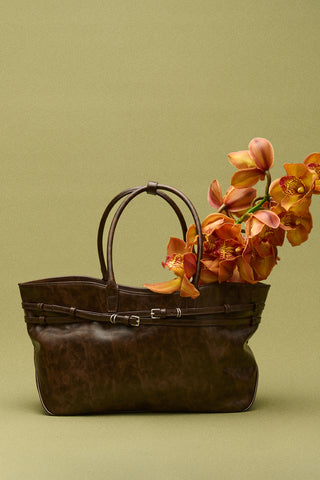 Watson Belted Tote Bag Brown