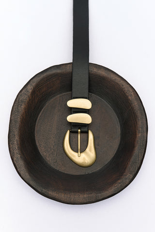 Oval Metal Buckle Belt Black