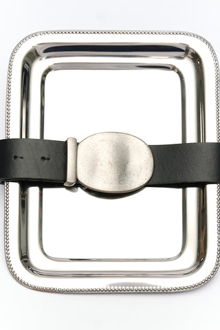Metal Round Plate Belt Black