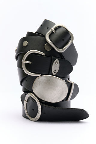 Belt With Studded Metal Buckle Black