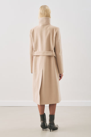Premium Wool Trench-Style Coat Beige