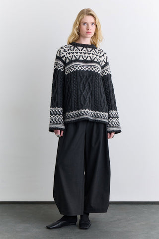 Balloon Leg Fabric Trousers Anthracite