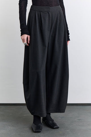 Balloon Leg Fabric Trousers Anthracite