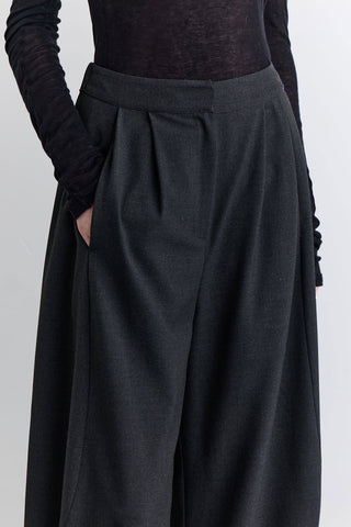 Balloon Leg Fabric Trousers Anthracite