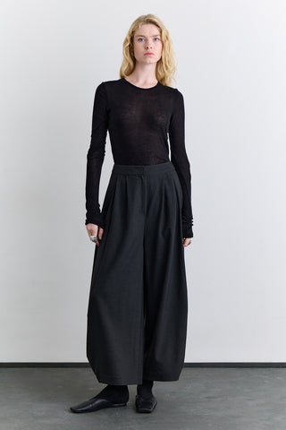 Balloon Leg Fabric Trousers Anthracite