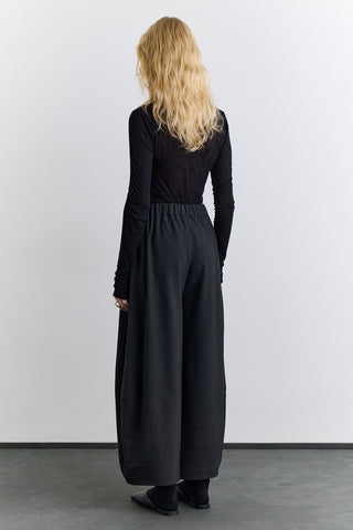 Balloon Leg Fabric Trousers Anthracite