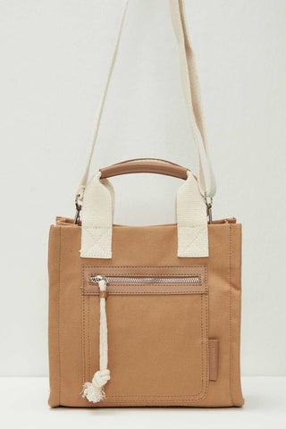 Faux Leather Detailed Tote Bag Camel