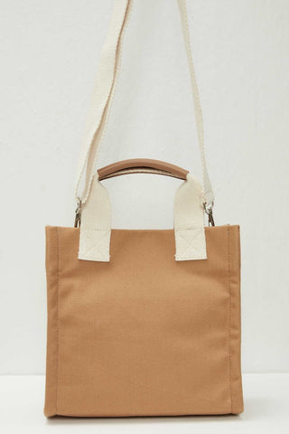 Faux Leather Detailed Tote Bag Camel