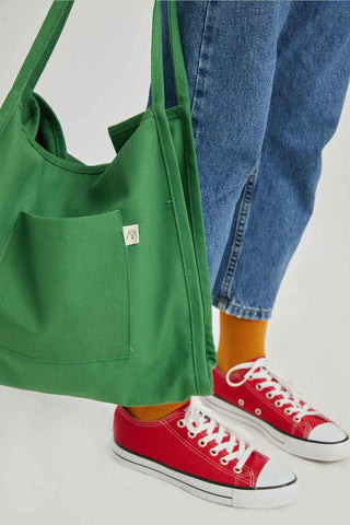 Canvas Bag With Pockets Green