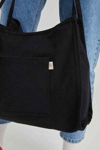 Canvas Bag With Pockets Black