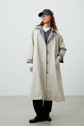 Milan Oversize Trench Coat Light Grey