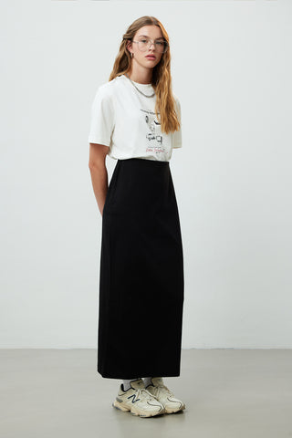 Cotton Pencil Skirt Black