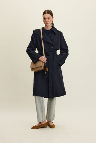 Anika Belted Trench Coat Navy Blue