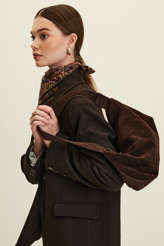 Ari Suede Shoulder Bag Dark Brown