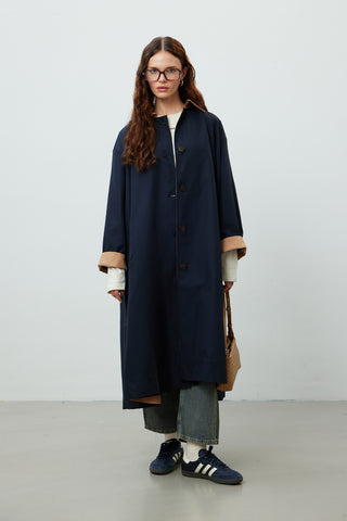 Milan Oversize Trench Coat Navy