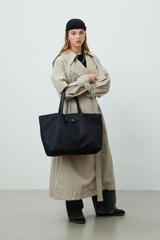 Technical Fabric Oversize Trench Coat Beige