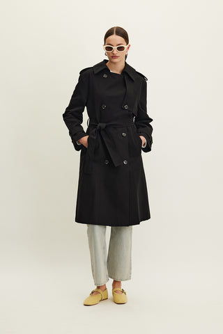 Anika Belted Trench Coat Black