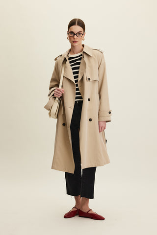 Anika Belted Trench Coat Stone