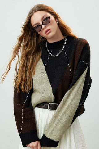 Baklava Pattern Knitwear Sweater Brown