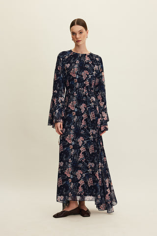 Ruffled Chiffon Dress Floral