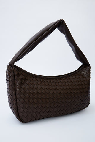 Frances Woven Oval Bag Dark Brown